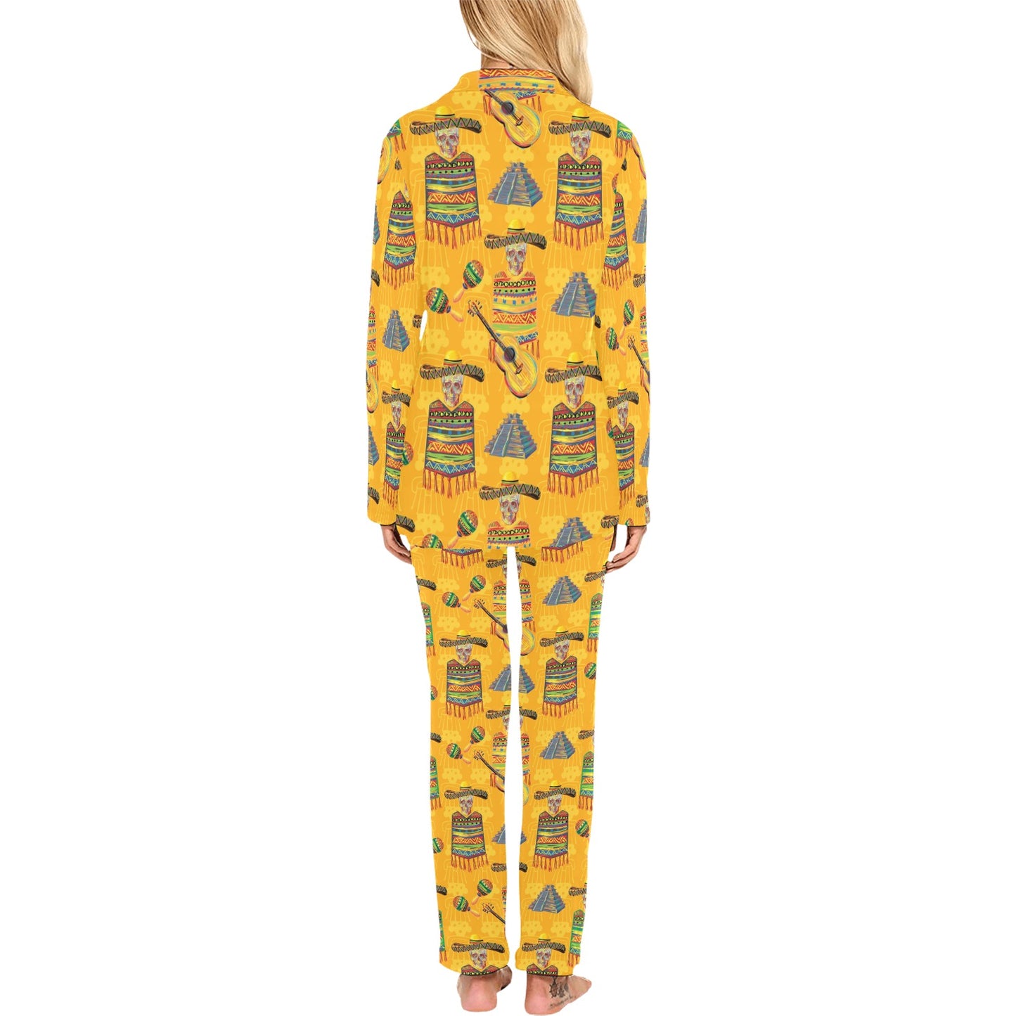 Maracas Mexican Style Pattern Print Design 02 Women's Long Pajama Set