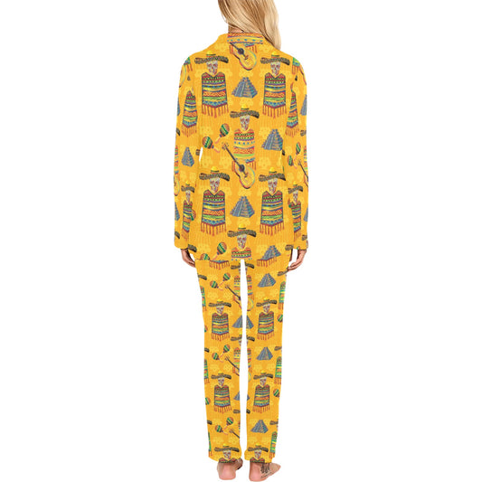 Maracas Mexican Style Pattern Print Design 02 Women's Long Pajama Set
