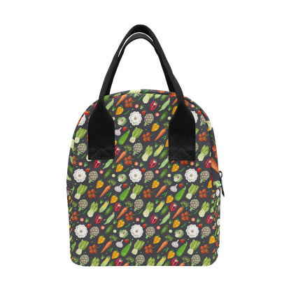 Vegan Pattern Themed Design Print Insulated Lunch Bag