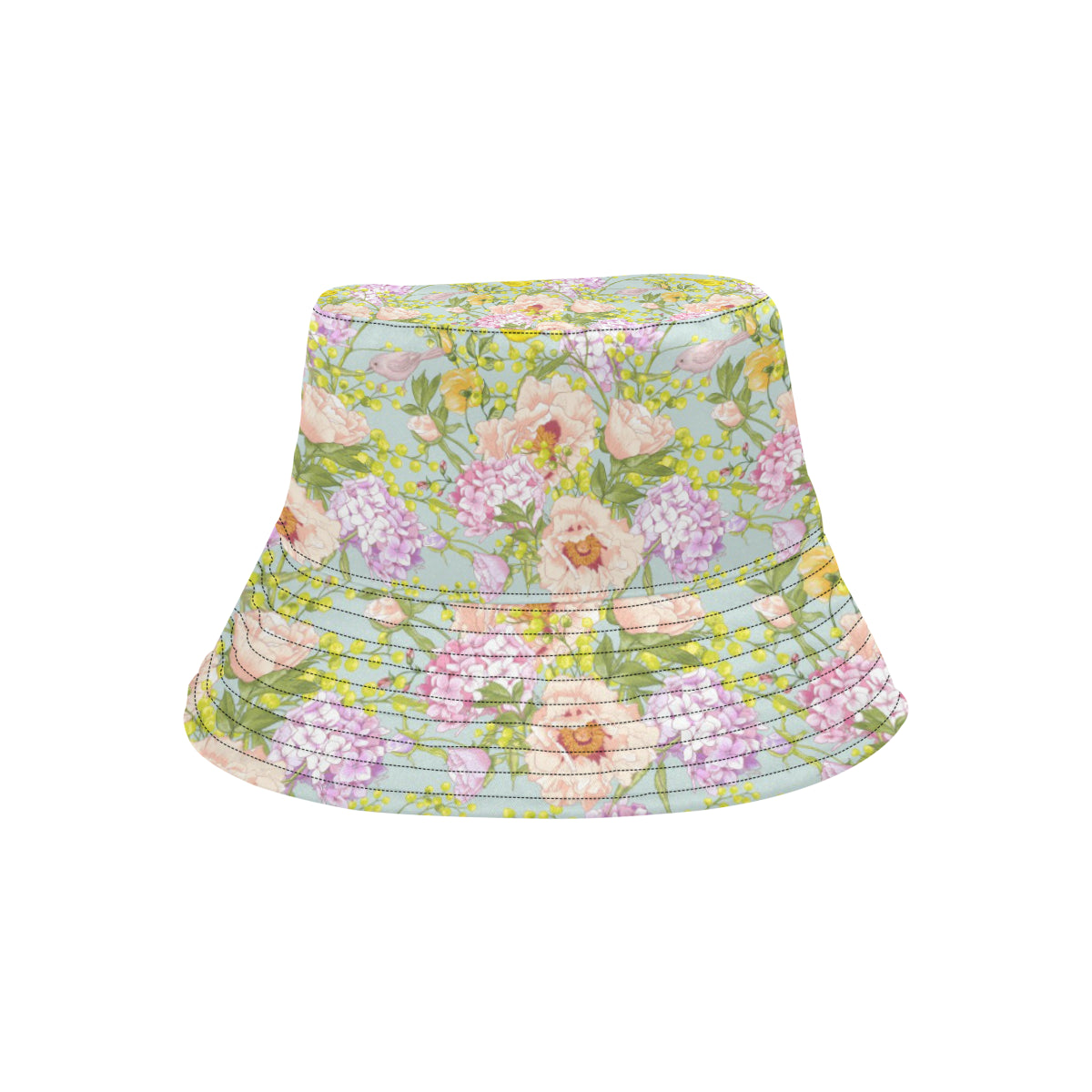 Hydrangea Pattern Print Design HD02 Unisex Bucket Hat