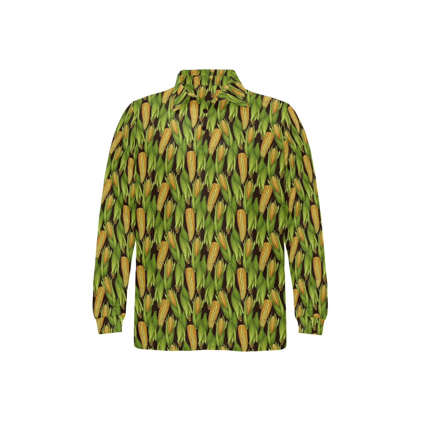 Agricultural Corn cob Print Long Sleeve Polo Shirt For Men's