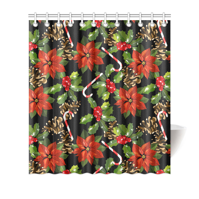 Poinsettia Pattern Print Design POT01 Shower Curtain