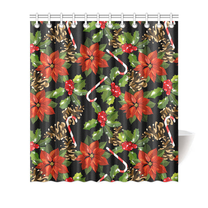 Poinsettia Pattern Print Design POT01 Shower Curtain