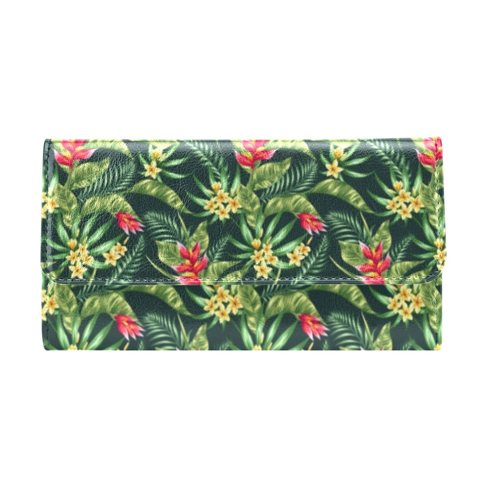 Tropical Folower Red Heliconia Print Women's Trifold Wallet