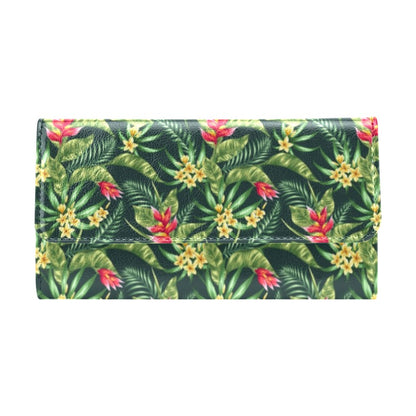 Tropical Folower Red Heliconia Print Women's Trifold Wallet