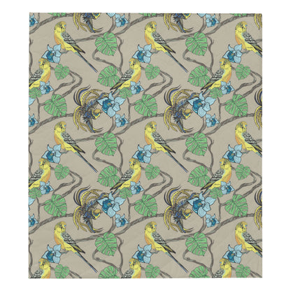 Parakeet Pattern Print Design A02 Premium Quilt