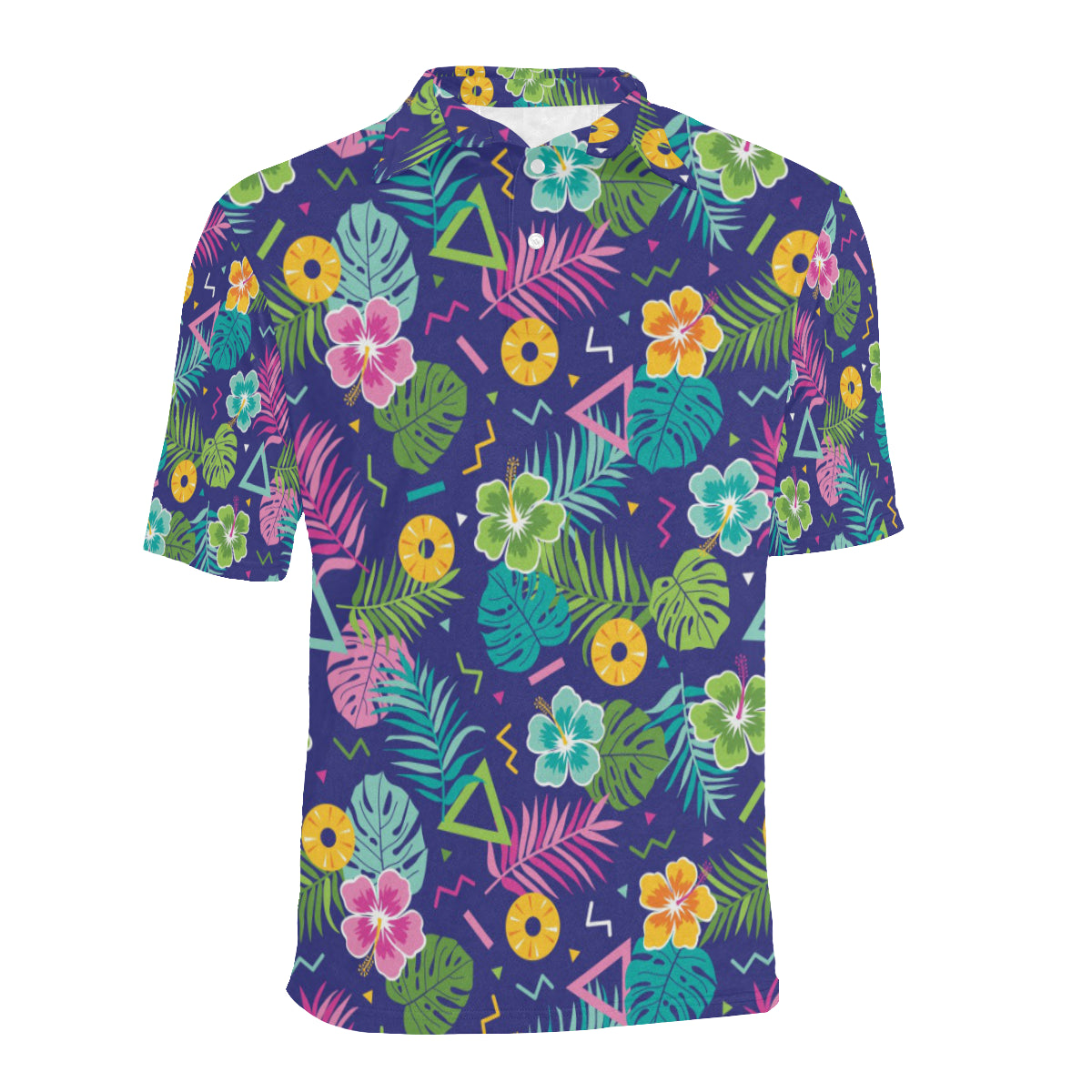 Hawaiian Themed Pattern Print Design H014 Men Polo Shirt