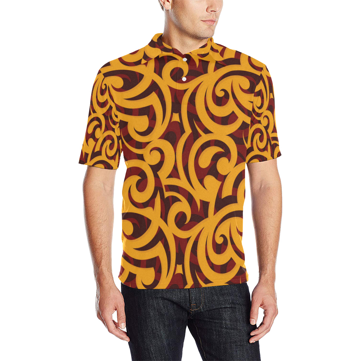 Maori Pattern Print Design 02 Men Polo Shirt