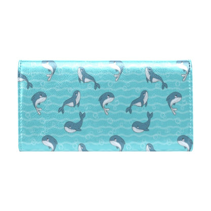 Whale Print Design LKS303 Women's Trifold Wallet