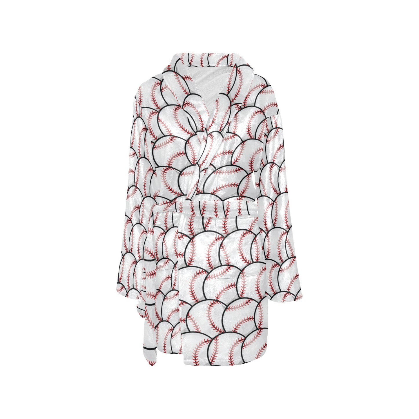 Baseball Pattern Women's Fleece Robe