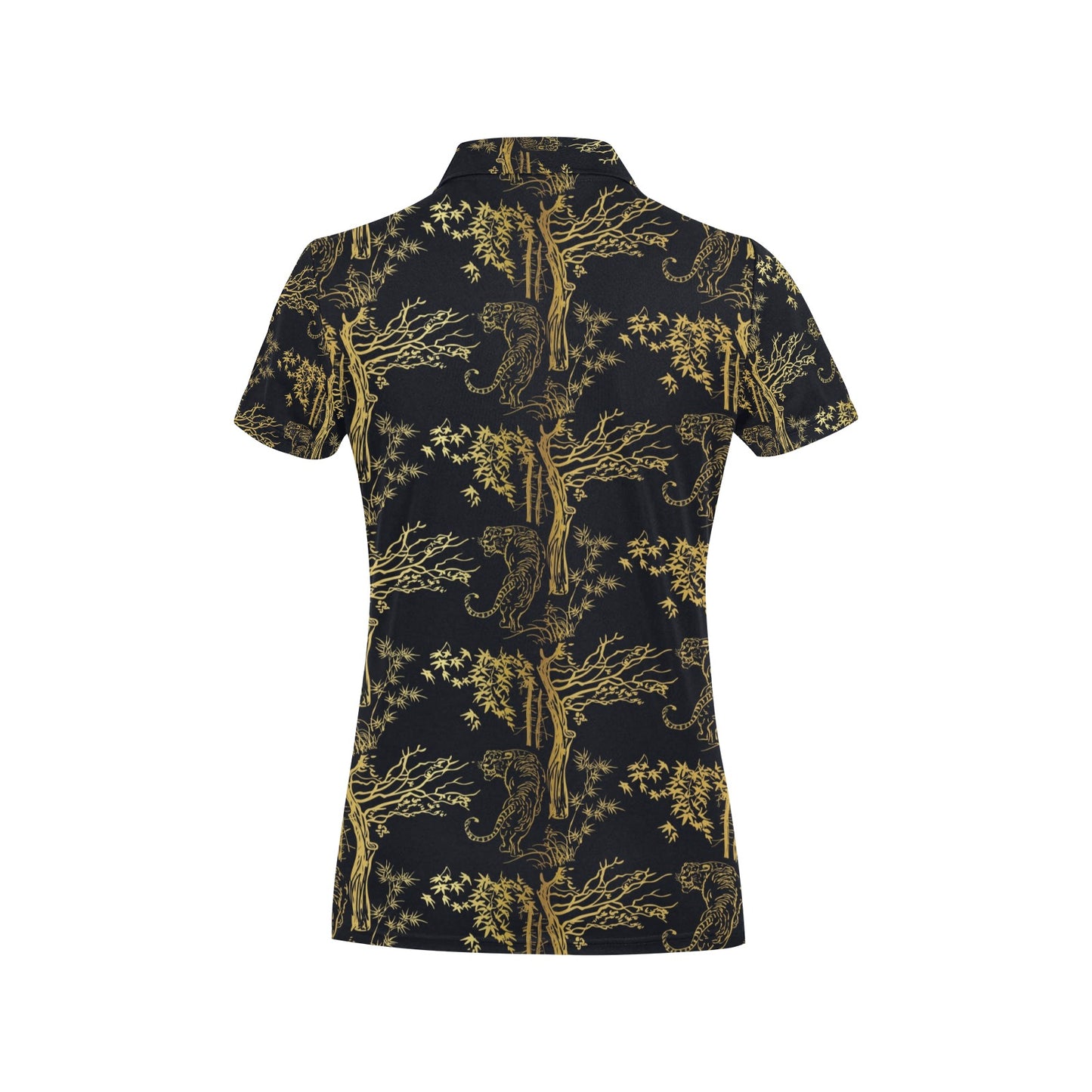 Tiger Gold Print Design LKS307 Women's Polo Shirt