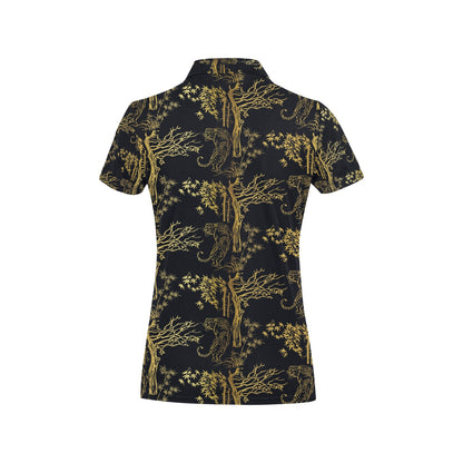 Tiger Gold Print Design LKS307 Women's Polo Shirt