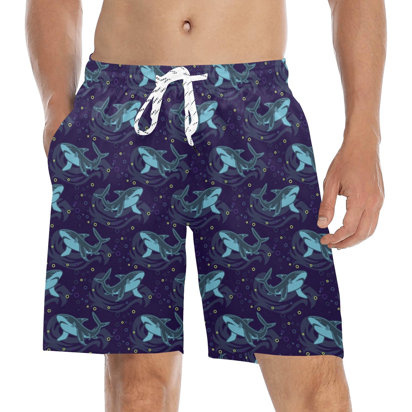 Shark Themed Print Men's Swim Trunks Beach Shorts