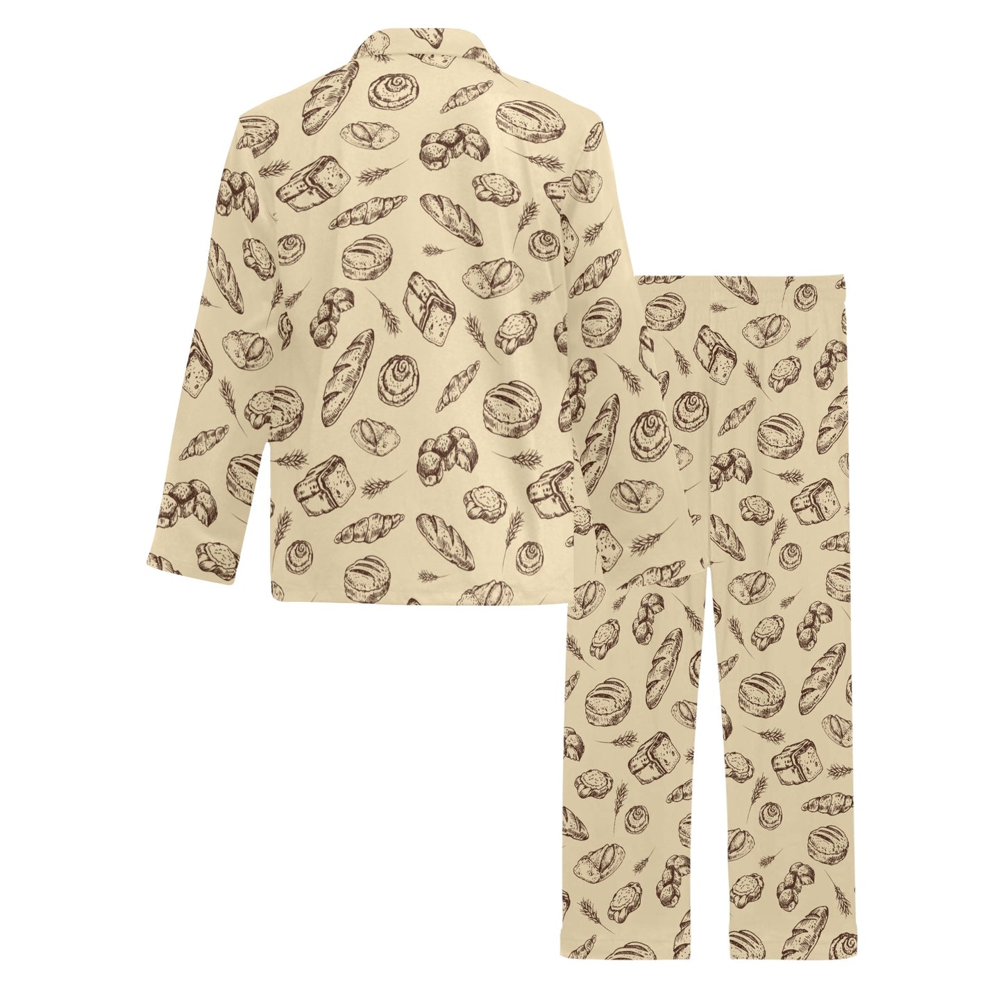 Bread Pattern Print Design 04 Men's Long Pajama Set