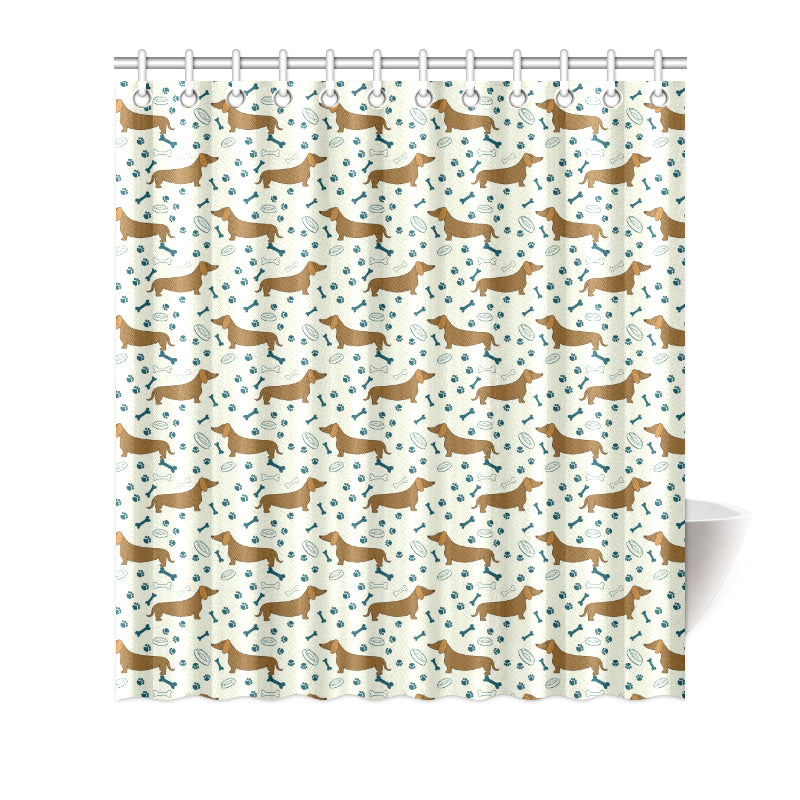Dachshund Pattern Print Design 01 Shower Curtain