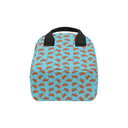 Brow Sea Turtle Print Pattern Insulated Lunch Bag