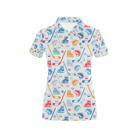 Hockey Equipment Print Design LKS301 Women's Polo Shirt