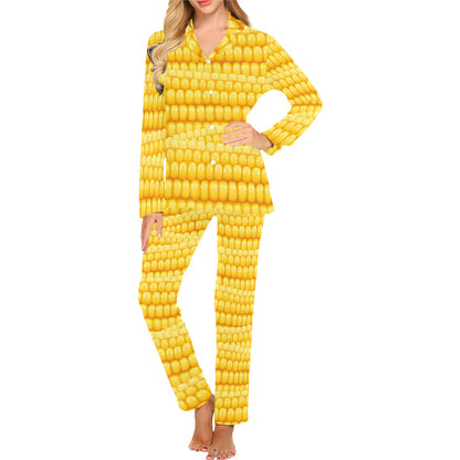 Agricultural Corn cob Pattern Women's Long Pajama Set