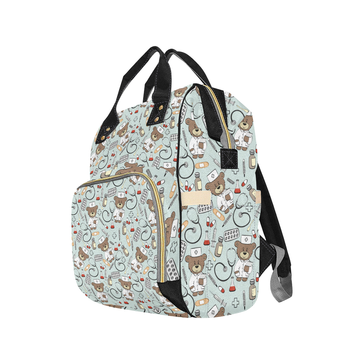 Nurse Bear Pattern Print Design A01 Diaper Bag Backpack