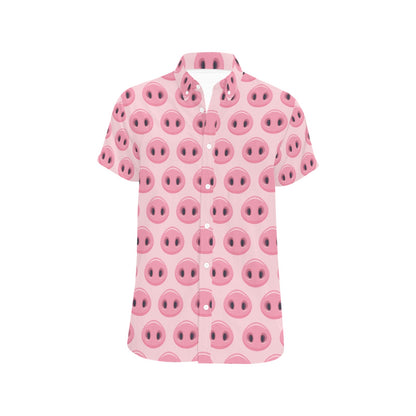 Pig Print Design LKS401 Men Short Sleeve Button Up Shirt