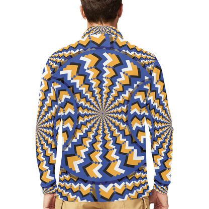Optical illusion Pattern Print Design A01 Long Sleeve Polo Shirt For Men's