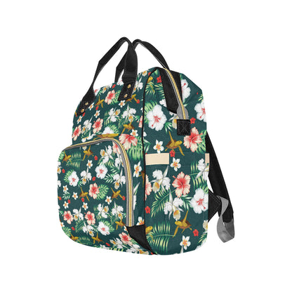 Hawaiian Flower Design with SeaTurtle Print Diaper Bag Backpack