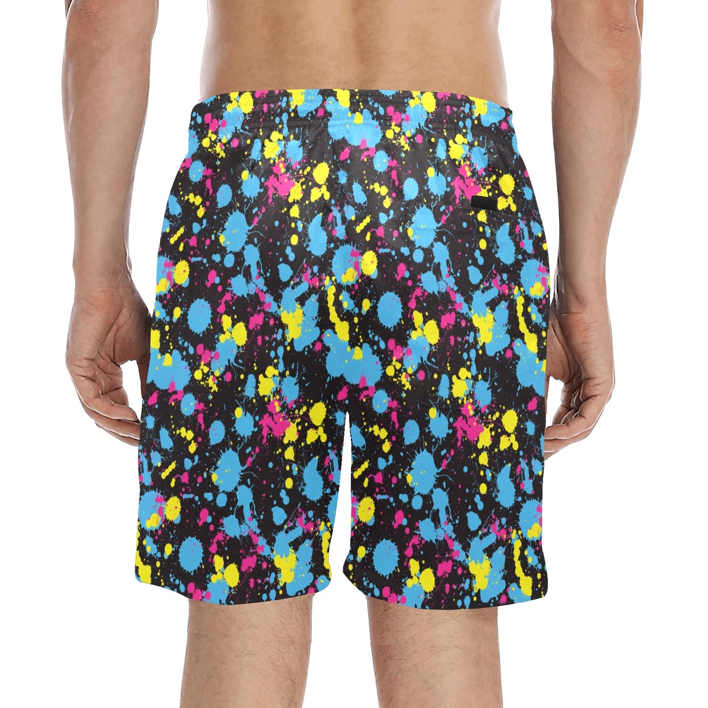 Splatter Colorful Print Design LKS301 Men's Swim Trunks Beach Shorts