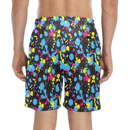 Splatter Colorful Print Design LKS301 Men's Swim Trunks Beach Shorts