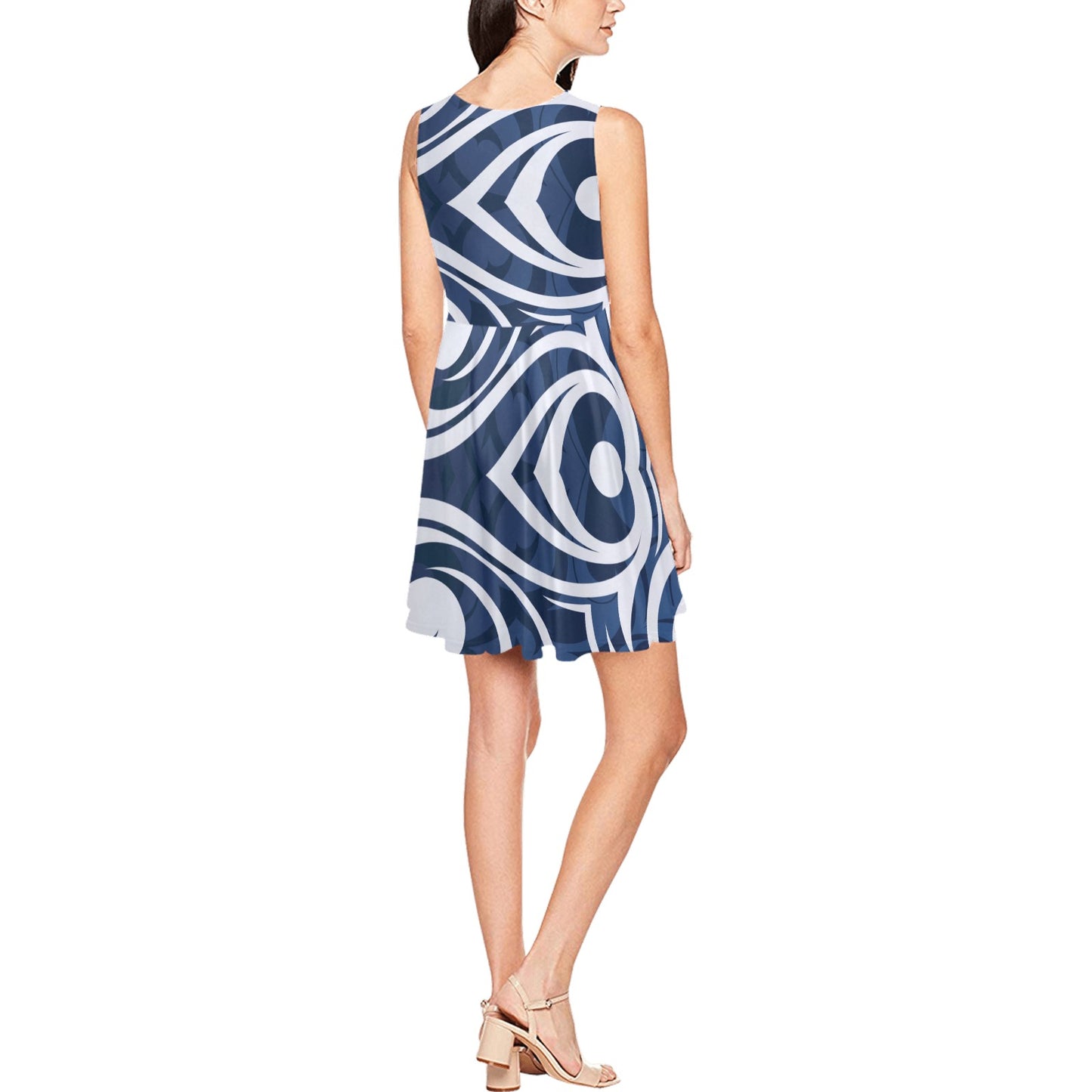 Maori Pattern Print Design 01 Sleeveless Dress