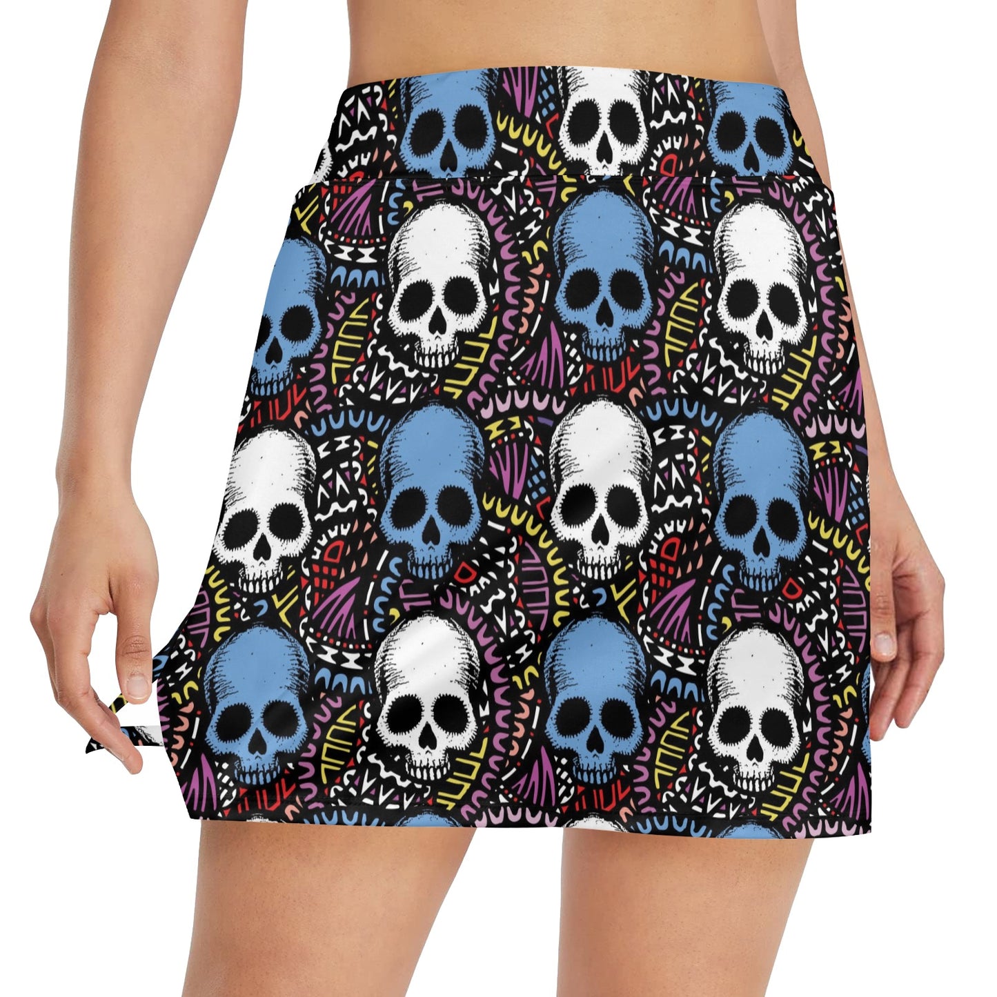 Skull Print Design LKS305 17" Golf & Pickleball Skort with Pockets