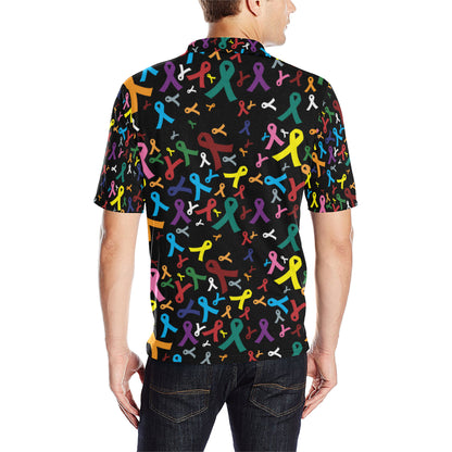 Cancer Awareness Pattern Print Design 03 Men Polo Shirt