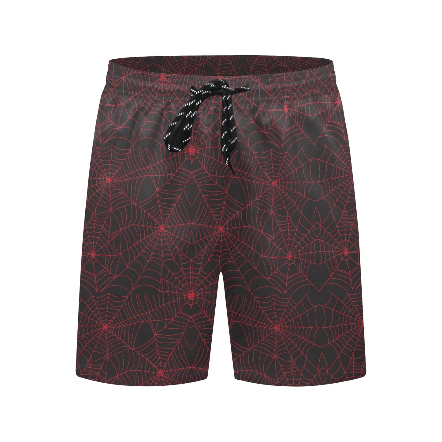 Spider Web Red Print Design LKS302 Men's Swim Trunks Beach Shorts