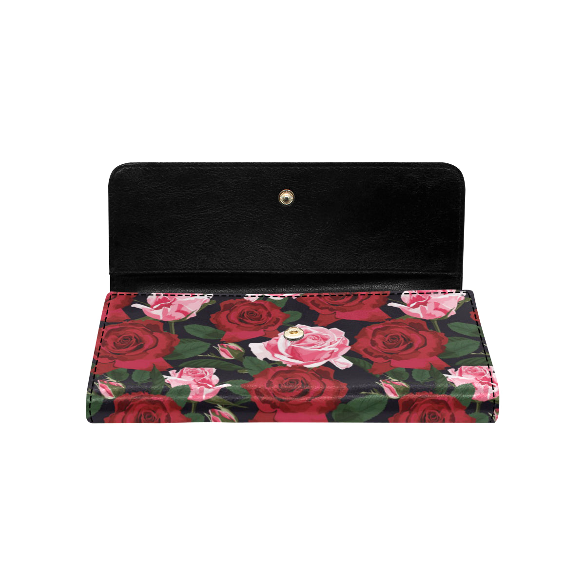 Rose Red Pink Pattern Print Design RO01 Women's Trifold Wallet