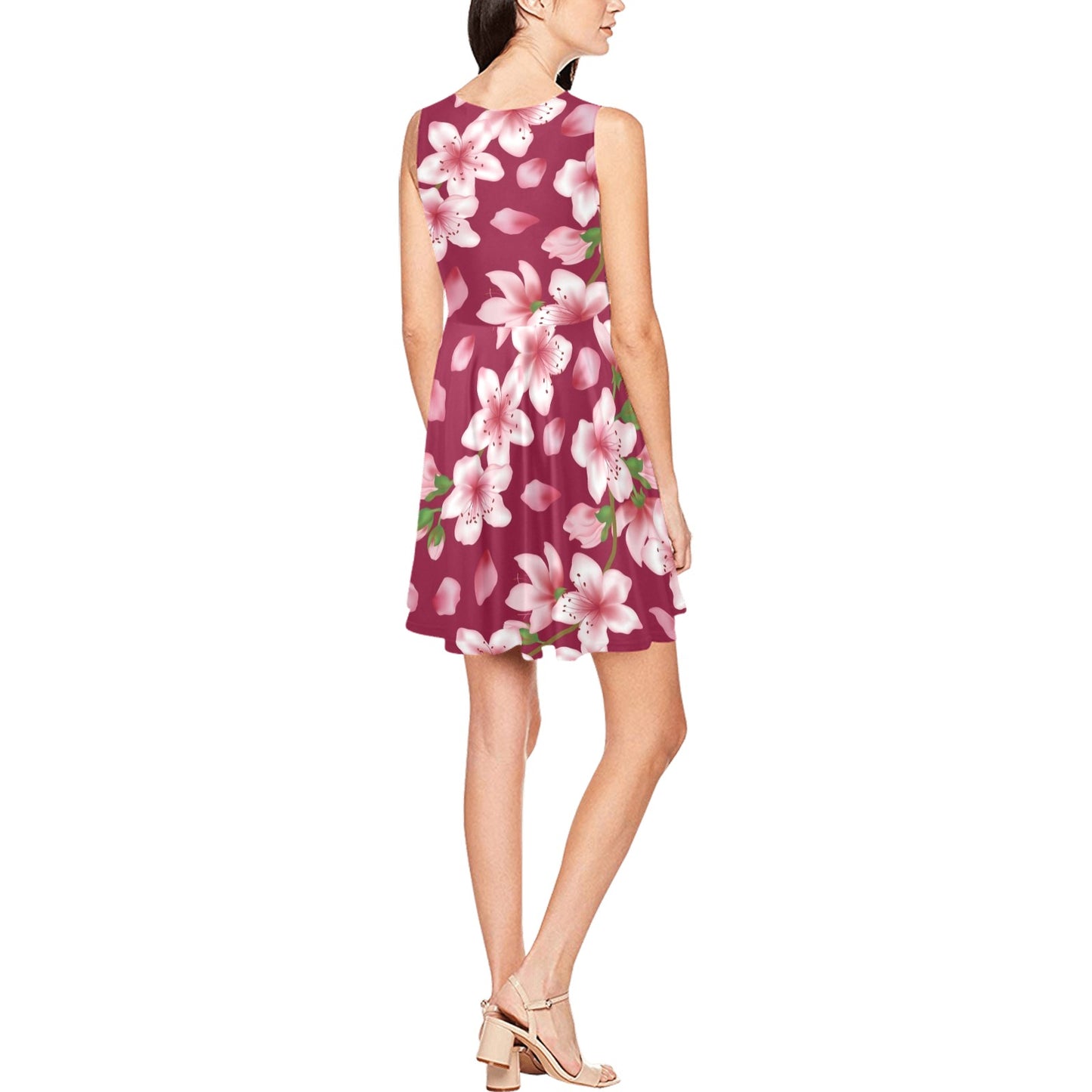 Cherry Blossom Pattern Print Design CB06 Sleeveless Dress