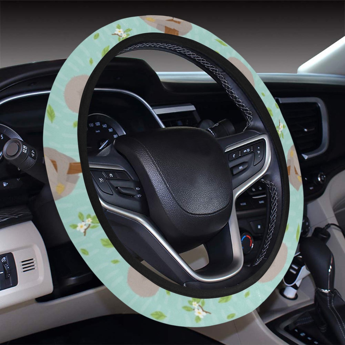 Sloth Print Design LKS305 Steering Wheel Cover with Elastic Edge