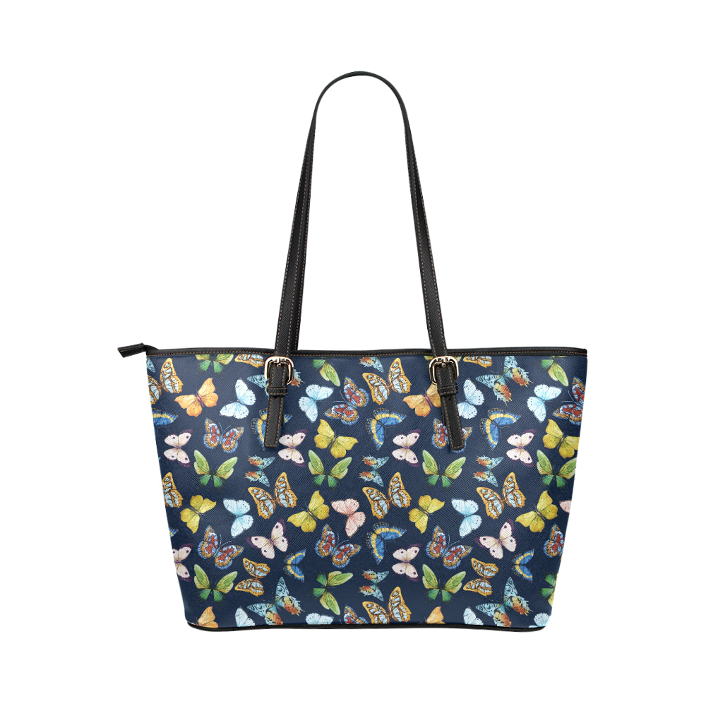 Butterfly Beautiful Print Pattern Leather Tote Bag