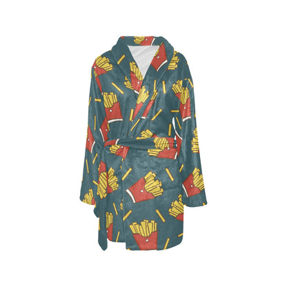 French Fried Pattern Print Design 04 Women's Fleece Robe