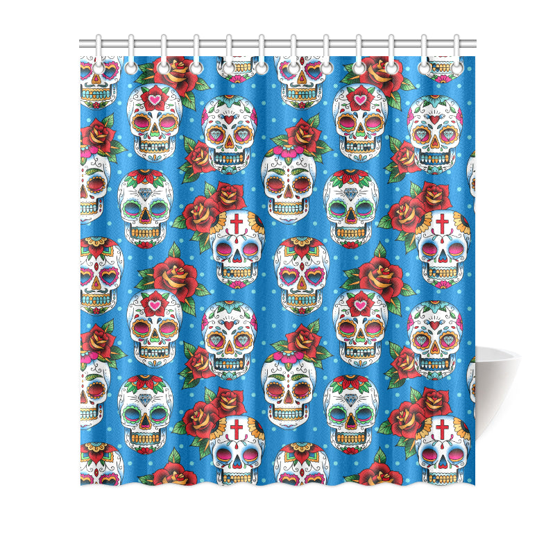 Sugar Skull Rose Pattern Shower Curtain