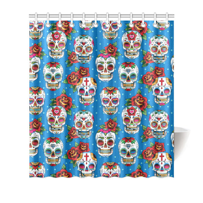 Sugar Skull Rose Pattern Shower Curtain
