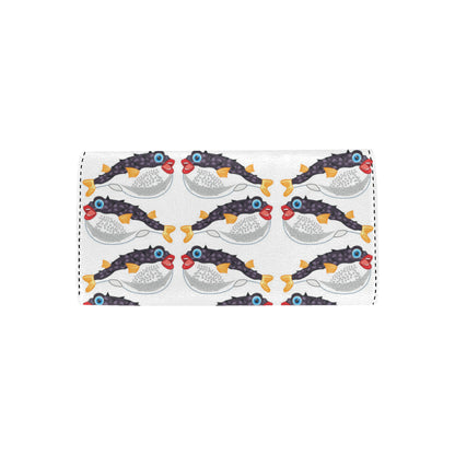 Fugu Pattern Print Design 03 Women's Trifold Wallet