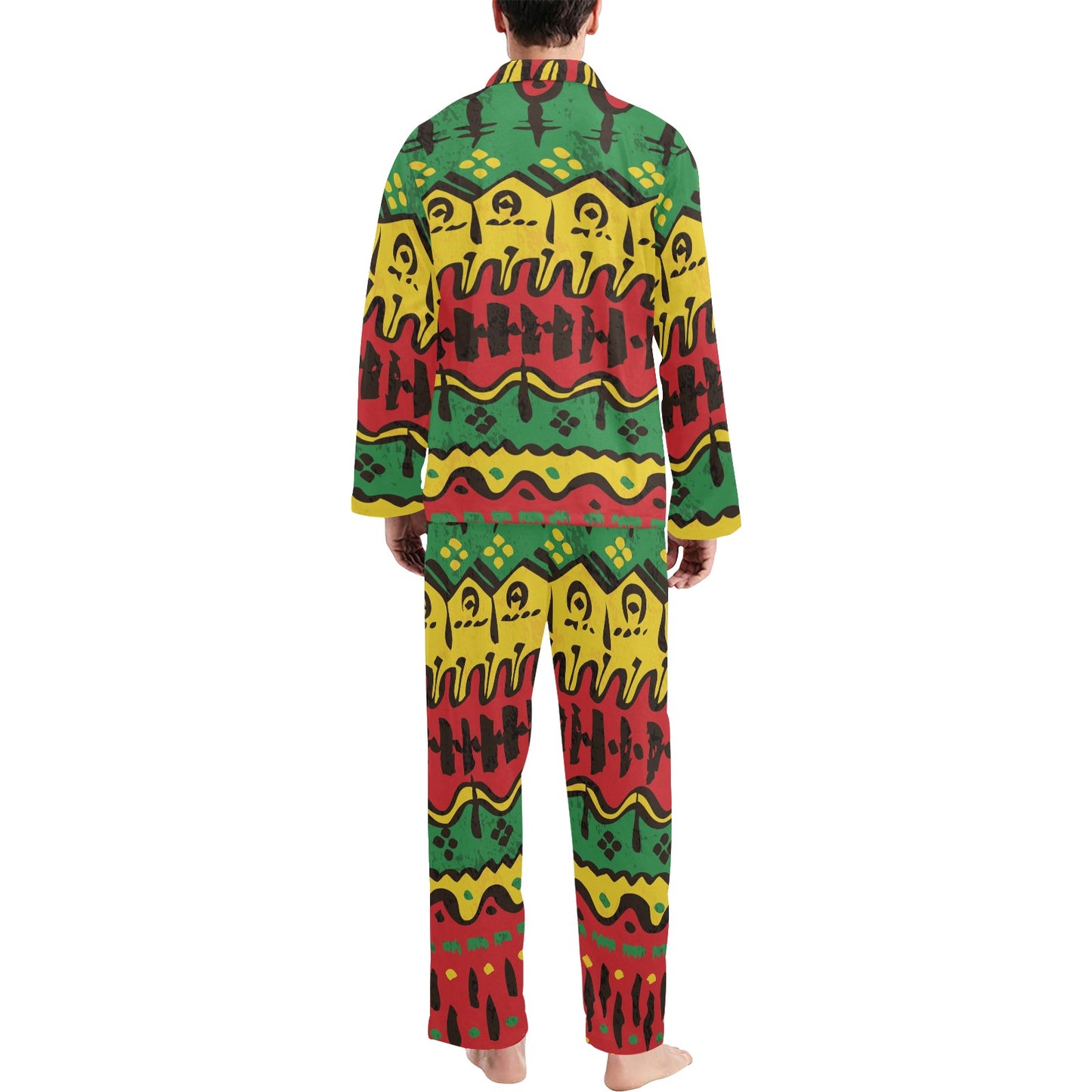Rasta Pattern Print Design A01 Men's Long Pajama Set