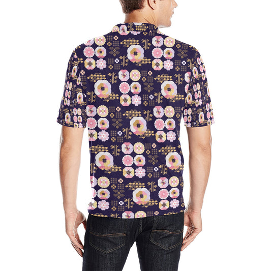 Sakura Japan Style Print Design LKS302 Men Polo Shirt