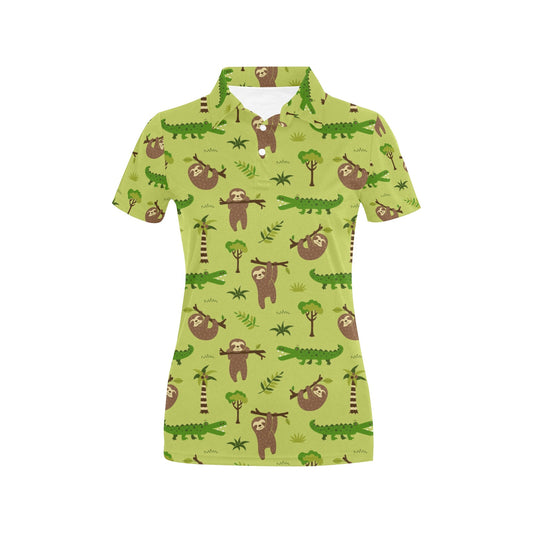 Alligator Pattern Print Design 04 Women's Polo Shirt