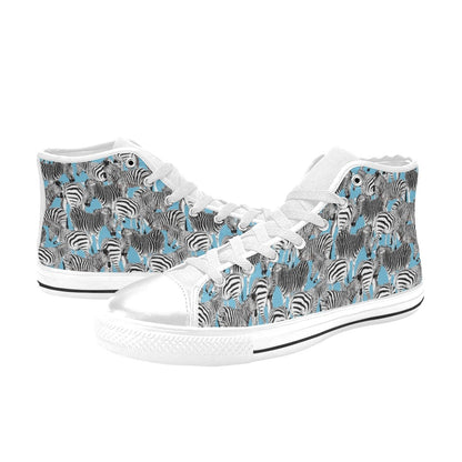 Zebra Print Design LKS305 Men's High Top Canvas Shoes