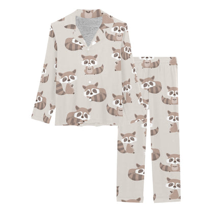 Raccoon Pattern Print Design A05 Women's Long Pajama Set