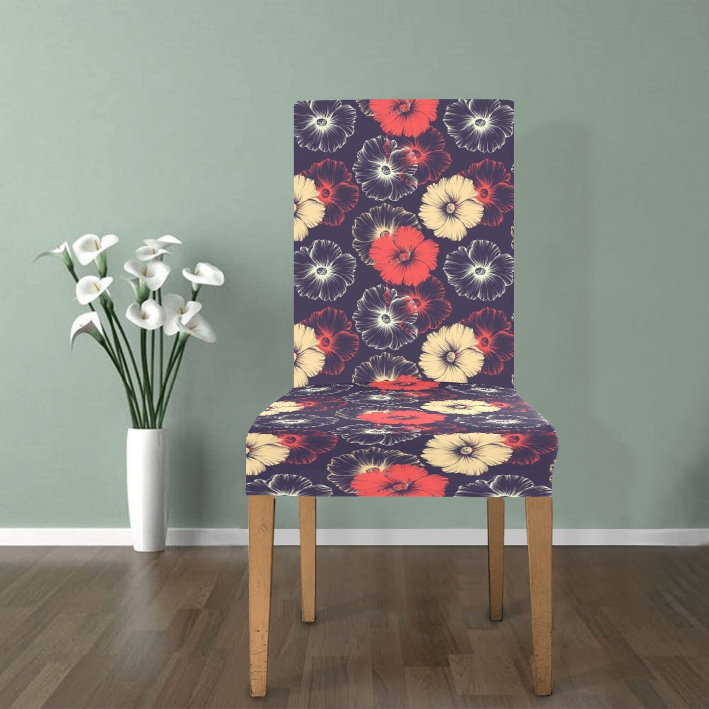 Tropical Flower Print Design LKS302 Dining Chair Slipcover