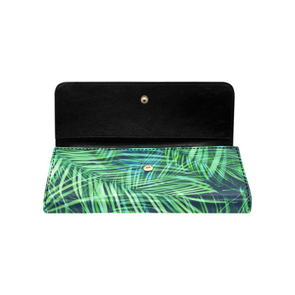 Palm Leaves Pattern Print Design PL02 Women's Trifold Wallet