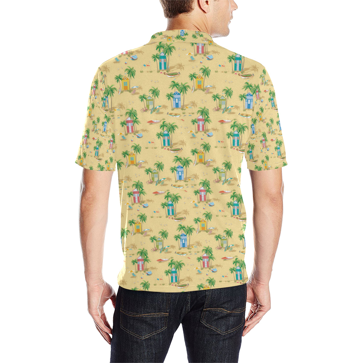 Beach Themed Pattern Print Design 01 Men Polo Shirt