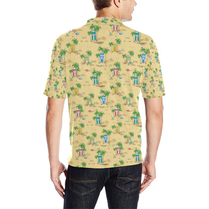 Beach Themed Pattern Print Design 01 Men Polo Shirt