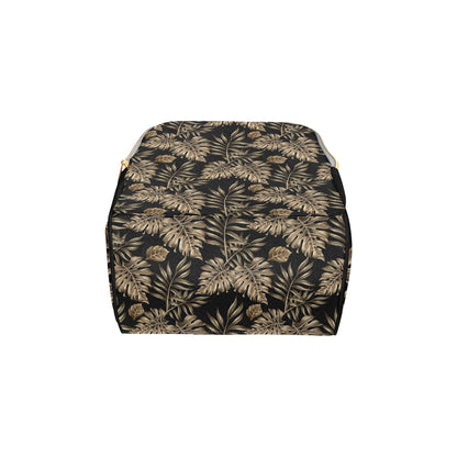 Brown Tropical Palm Leaves Diaper Bag Backpack
